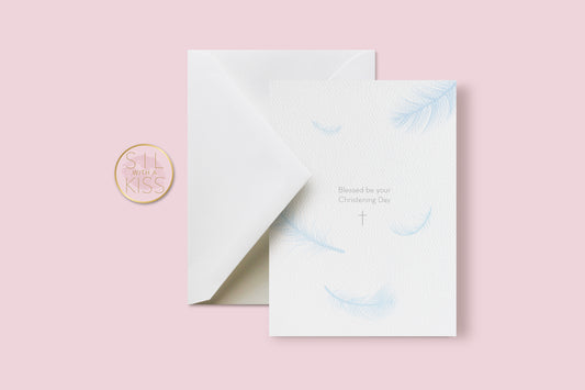 Psalm 91:4 - Christening - Greeting Card