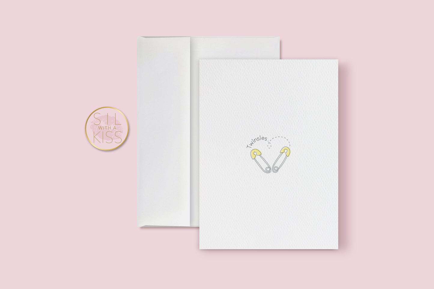 Safety Pins - Welcome Twins - Greeting Card