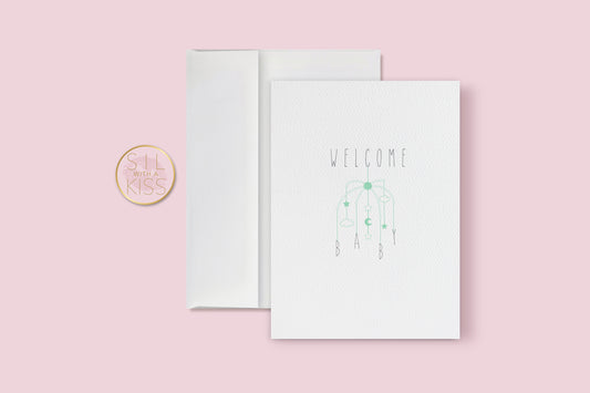 Mobile - Welcome Baby - Greeting Card