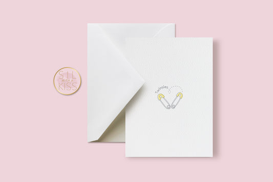 Safety Pins - Welcome Twins - Greeting Card